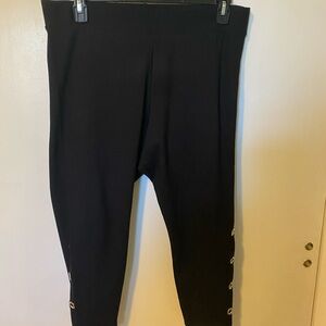 Black Capri Leggings with Grommet Detail